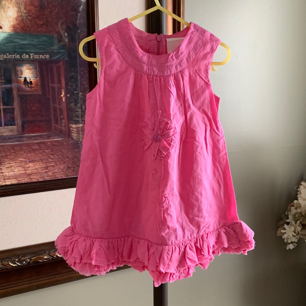 La Piccolo Danza pink ruffle dress and bloomers size 24 months